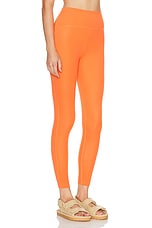 Beyond Yoga Powerbeyond Strive High Waisted Midi Legging in Sunset Orange, view 2, click to view large image.