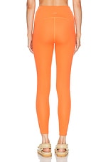 Beyond Yoga Powerbeyond Strive High Waisted Midi Legging in Sunset Orange, view 3, click to view large image.