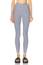 Beyond Yoga Spacedye At Your Leisure High Waisted Midi Legging in Cloud Gray Heather, view 1, click to view large image.