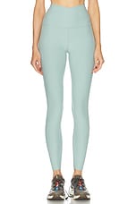 Beyond Yoga Spacedye At Your Leisure High Waisted Midi Legging in Minty Slate Heather, view 1, click to view large image.