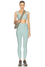 Beyond Yoga Spacedye At Your Leisure High Waisted Midi Legging in Minty Slate Heather, view 5, click to view large image.