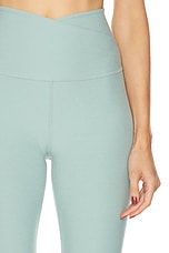 Beyond Yoga Spacedye At Your Leisure High Waisted Midi Legging in Minty Slate Heather, view 6, click to view large image.