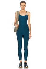 Beyond Yoga Spacedye Caught in The Midi High Waisted Legging in Majestic Blue Heather, view 5, click to view large image.