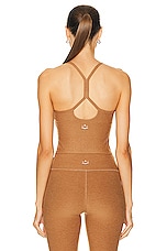 Beyond Yoga Spacedye Slim Racerback Cropped Tank Top in Caramel Toffee Heather, view 3, click to view large image.