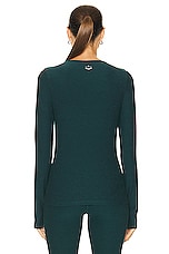 Beyond Yoga Spacedye Classic Crew Pullover Top in Midnight Green Heather, view 3, click to view large image.