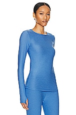 Beyond Yoga Featherweight Classic Crew Pullover Top in Sky Blue Heather, view 2, click to view large image.