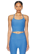 Beyond Yoga Spacedye Slim Racerback Cropped Tank Top in Sky Blue Heather, view 1, click to view large image.