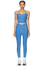 Beyond Yoga Spacedye Slim Racerback Cropped Tank Top in Sky Blue Heather, view 4, click to view large image.
