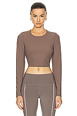 Beyond Yoga Power Beyond Lite Cardio Cropped Pullover Top in Dune, view 1, click to view large image.