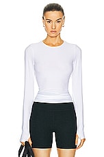 Beyond Yoga Featherweight Classic Crew Pullover Top in Cloud White, view 1, click to view large image.