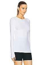 Beyond Yoga Featherweight Classic Crew Pullover Top in Cloud White, view 2, click to view large image.