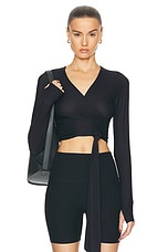 Beyond Yoga Featherweight Waist No Time Wrap Top in Darkest Night, view 1, click to view large image.
