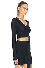 Beyond Yoga Featherweight Waist No Time Wrap Top in Darkest Night, view 2, click to view large image.