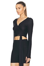 Beyond Yoga Featherweight Waist No Time Wrap Top in Darkest Night, view 3, click to view large image.