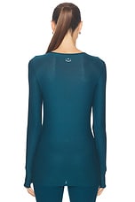 Beyond Yoga Featherweight Classic Crew Pullover Top in Majestic Blue Heather, view 3, click to view large image.