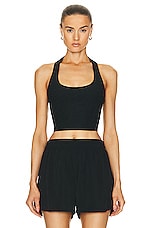 Beyond Yoga Spacedye Well Rounded Cropped Halter Tank Top in Darkest Night, view 1, click to view large image.