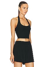 Beyond Yoga Spacedye Well Rounded Cropped Halter Tank Top in Darkest Night, view 2, click to view large image.