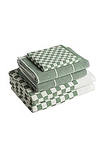 BAINA Organic Cotton Towel Set 08 in Sage & Chalk, view 1, click to view large image.