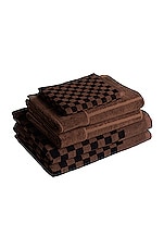 BAINA Organic Cotton Towel Set 09 in Tabac & Noir, view 1, click to view large image.