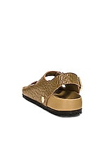 BIRKENSTOCK Milano Exquisite Sandal in Reptile Embossed Mud Green, view 3, click to view large image.