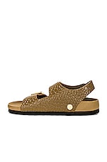 BIRKENSTOCK Milano Exquisite Sandal in Reptile Embossed Mud Green, view 5, click to view large image.