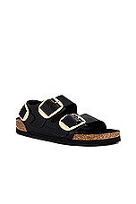 BIRKENSTOCK Milano Big Buckle Sandal in High Shine Black, view 2, click to view large image.