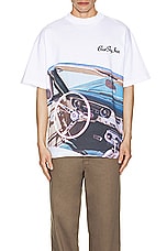 Blue Sky Inn Car Tee in White, view 4, click to view large image.