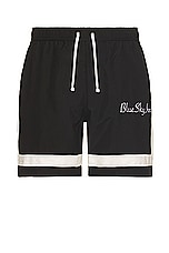 Blue Sky Inn Waiter Swim Trunks in Black, view 1, click to view large image.