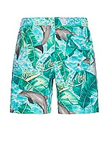 Blue Sky Inn Dolphin Swim Trunks in Blue, view 2, click to view large image.