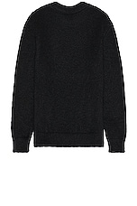 BALMAIN Retro Brushed Mohair Sweater in Noir & Blanc, view 2, click to view large image.