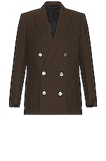BALMAIN Twill Db Blazer Jacket in Marron, view 1, click to view large image.