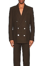 BALMAIN Twill Db Blazer Jacket in Marron, view 3, click to view large image.