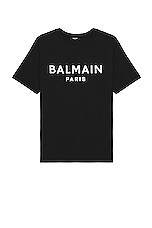 BALMAIN Print T-shirt in Black, view 1, click to view large image.