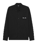 BALMAIN Signature Cotton Overshirt in Black, view 1, click to view large image.