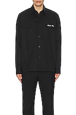 BALMAIN Signature Cotton Overshirt in Black, view 4, click to view large image.