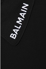 BALMAIN Stitch Collar Short Sleeve Polo in Black, view 3, click to view large image.