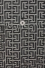 BALMAIN Jacquard Monogram Denim Shirt in Noir, view 3, click to view large image.