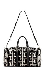 BALMAIN Voyage Monogram Jacquard Bag in Ivory & Black, view 1, click to view large image.