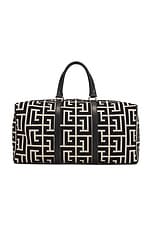 BALMAIN Voyage Monogram Jacquard Bag in Ivory & Black, view 2, click to view large image.