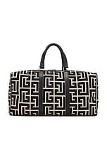 BALMAIN Voyage Monogram Jacquard Bag in Ivory & Black, view 3, click to view large image.