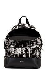 BALMAIN Monogram Jacquard Backpack in Ivory & Black, view 4, click to view large image.