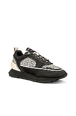 BALMAIN Racer Sneaker in Ivoire & Noir, view 2, click to view large image.