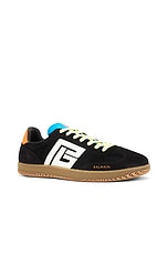 BALMAIN Swan Suede Sneaker in Grey, Fluo Yellow, & Fluo Orange, view 2, click to view large image.