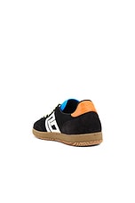 BALMAIN Swan Suede Sneaker in Grey, Fluo Yellow, & Fluo Orange, view 3, click to view large image.