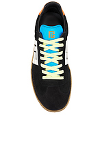 BALMAIN Swan Suede Sneaker in Grey, Fluo Yellow, & Fluo Orange, view 4, click to view large image.