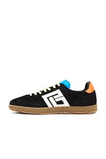 BALMAIN Swan Suede Sneaker in Grey, Fluo Yellow, & Fluo Orange, view 5, click to view large image.