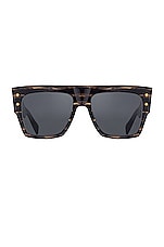 BALMAIN B-I Flat Top Sunglasses in Tortoise & Gold, view 1, click to view large image.
