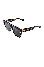 BALMAIN B-I Flat Top Sunglasses in Tortoise & Gold, view 2, click to view large image.