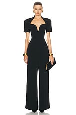 BALMAIN Open Neck Tailored Jumpsuit in Black, view 1, click to view large image.