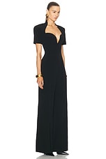 BALMAIN Open Neck Tailored Jumpsuit in Black, view 2, click to view large image.